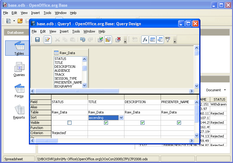 OpenOffice Base Screenshot